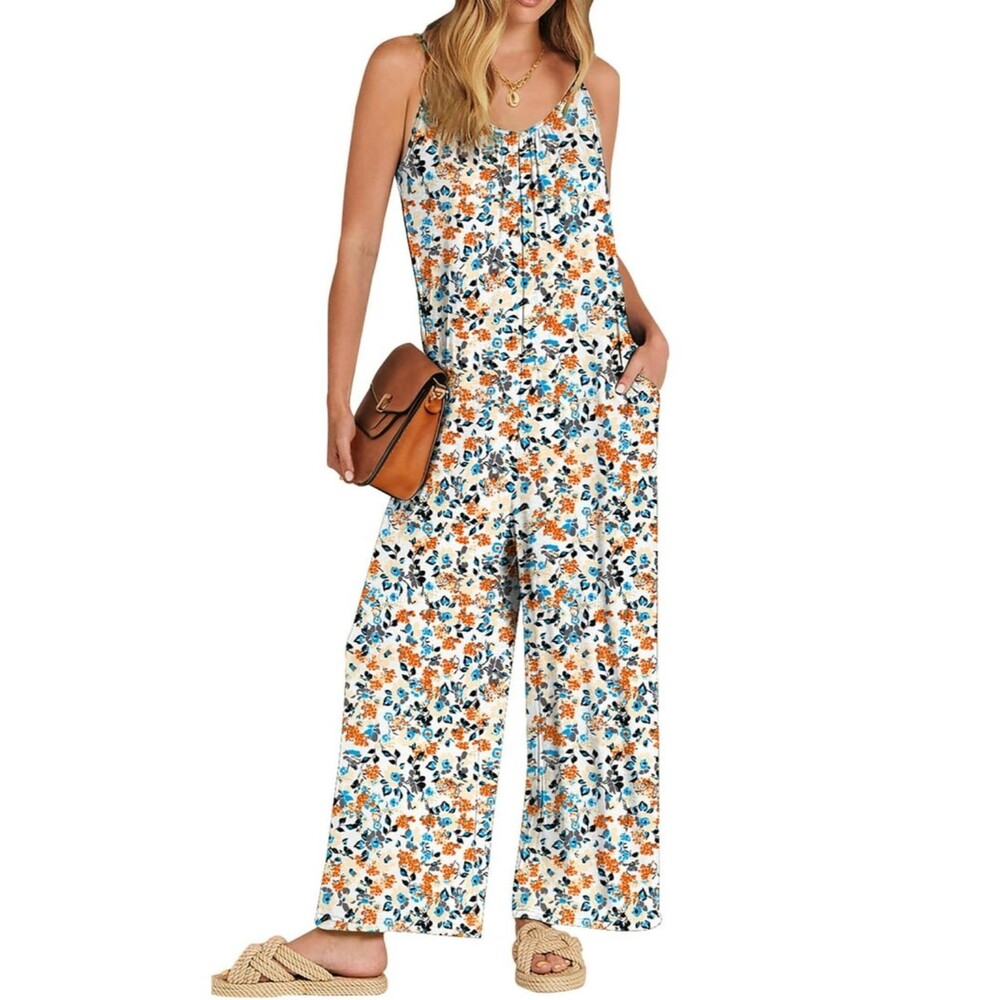Floral Spaghetti Strap Romper L NEW